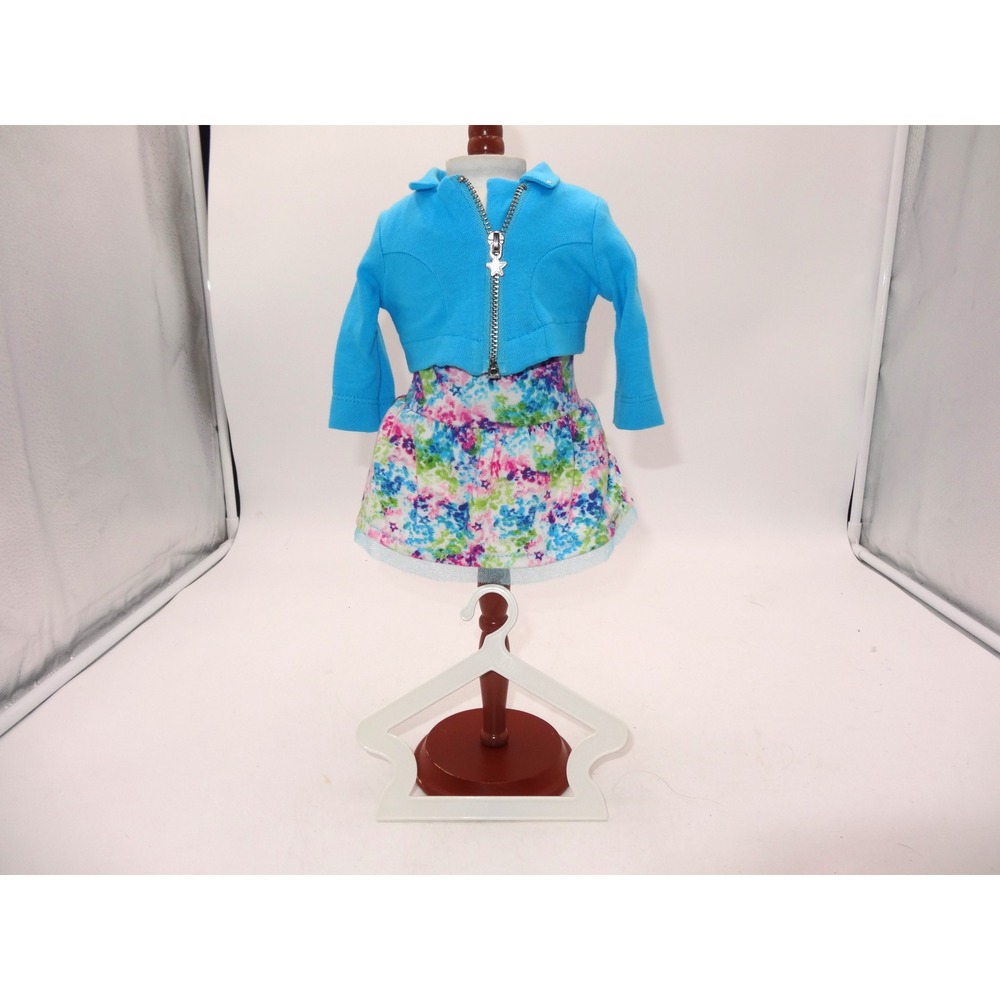 American Girl Truly Me Blue Meet Outfit Floral Dress and Jacket